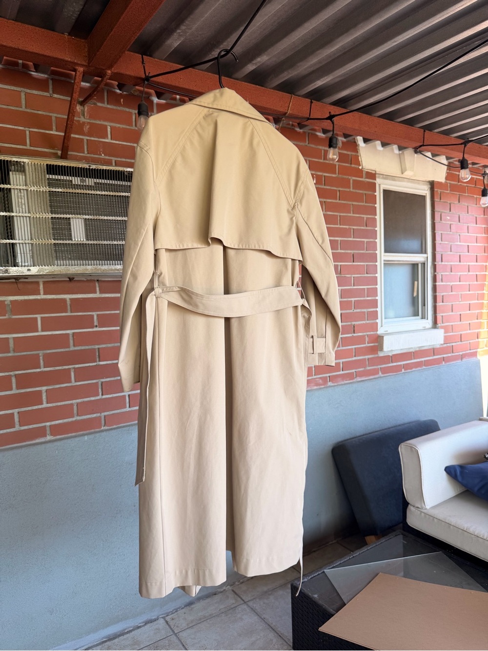 ZARA Beige Double-Breasted Trench Coat - Picture 4 of 5